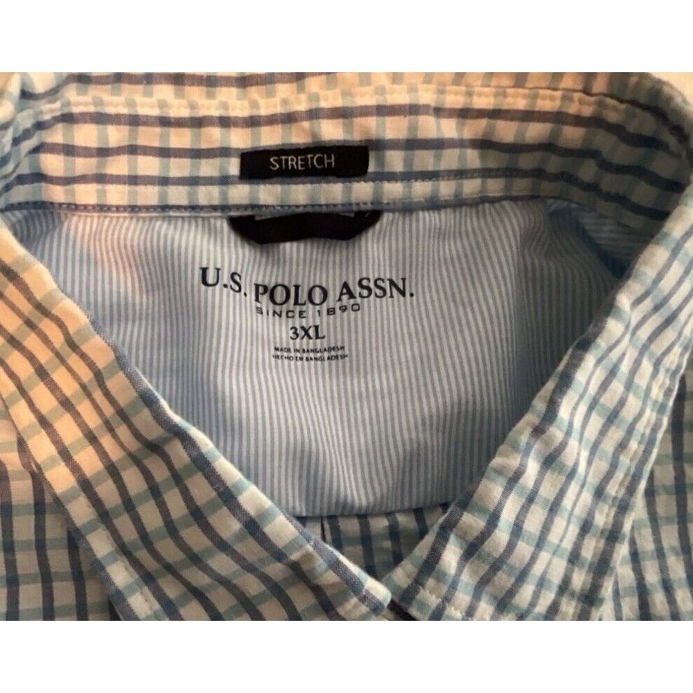 US POLO ASSN Blue Plaid Button Down Shirt - Men's Size 3X‎ - Picture 2 of 7